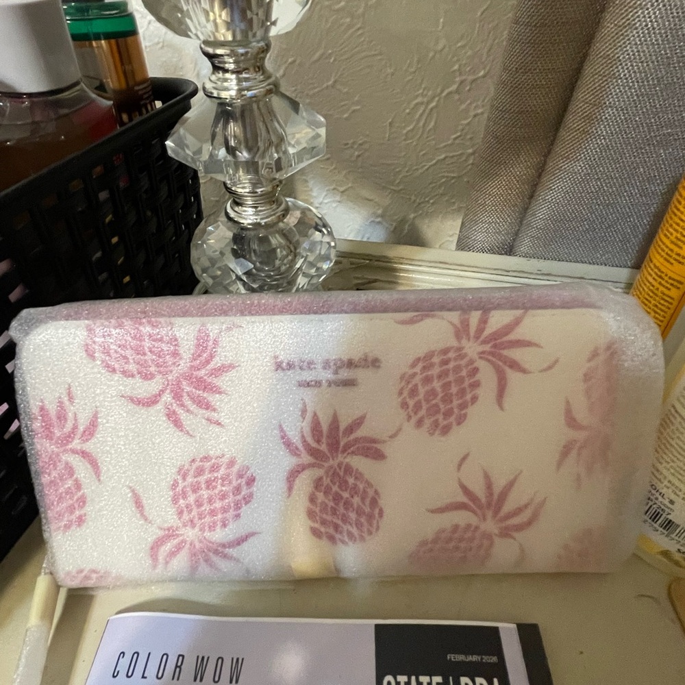Kate Spade White and Pink Pineapple Clutch